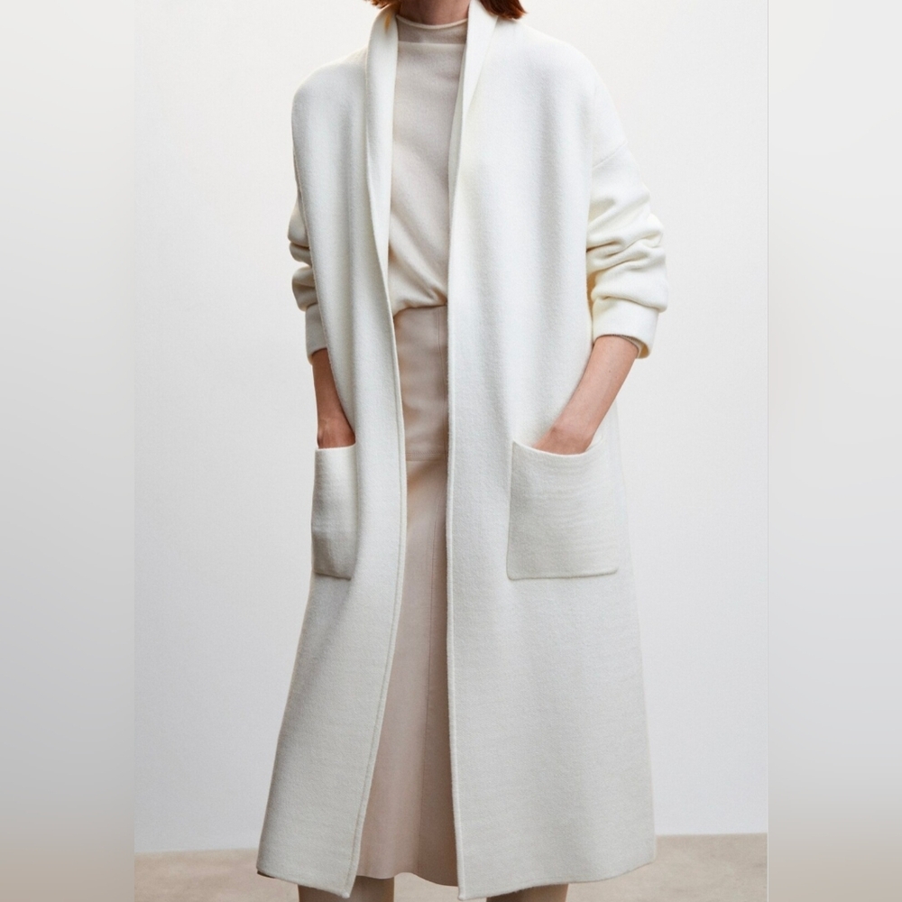 Mango Cream Long Cardigan Jacket